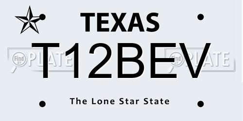 T12BEV Texas License Plate