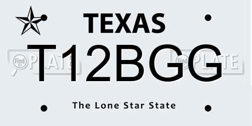 T12BGG Texas License Plate