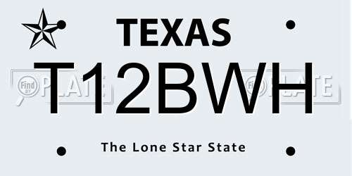 T12BWH Texas License Plate