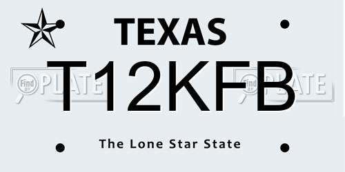 T12KFB Texas License Plate
