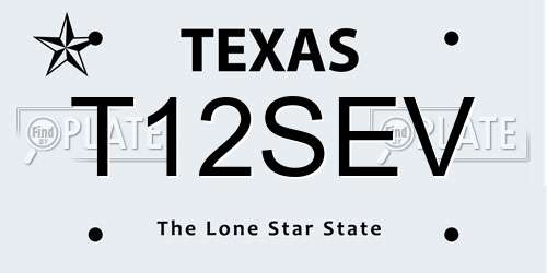 T12SEV Texas License Plate