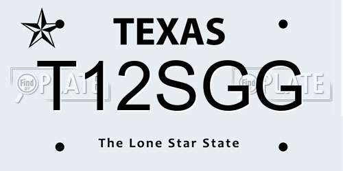 T12SGG Texas License Plate