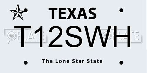 T12SWH Texas License Plate