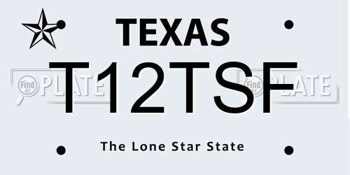 T12TSF Texas License Plate