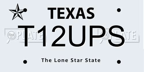 T12UPS Texas License Plate