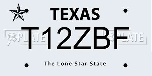 T12ZBF Texas License Plate