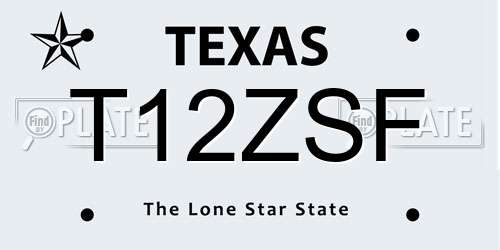 T12ZSF Texas License Plate
