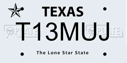 T13MUJ Texas License Plate