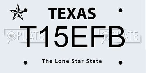 T15EFB Texas License Plate