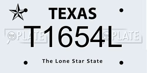 T1654L Texas License Plate