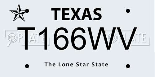 T166WV Texas License Plate