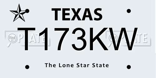 T173KW Texas License Plate
