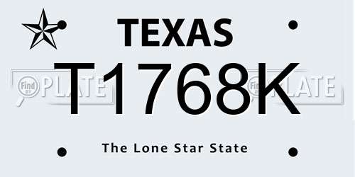 T1768K Texas License Plate