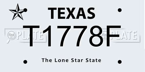 T1778F Texas License Plate