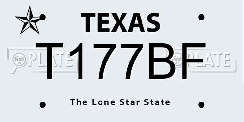 T177BF Texas License Plate