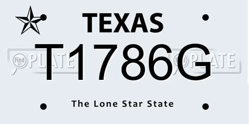 T1786G Texas License Plate