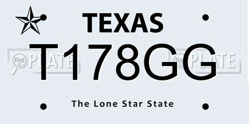 T178GG Texas License Plate