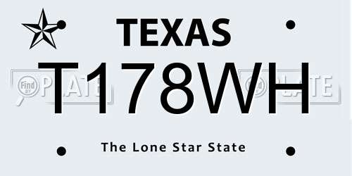 T178WH Texas License Plate