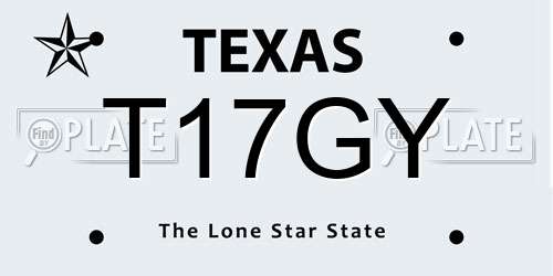 T17GY Texas License Plate