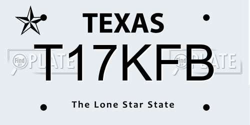 T17KFB Texas License Plate