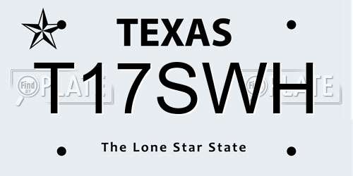T17SWH Texas License Plate