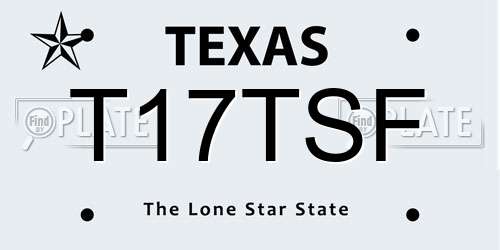 T17TSF Texas License Plate