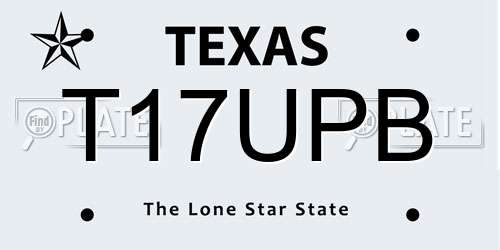 T17UPB Texas License Plate