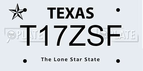 T17ZSF Texas License Plate