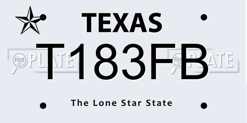 T183FB Texas License Plate