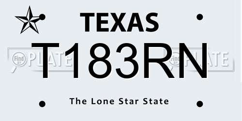 T183RN Texas License Plate