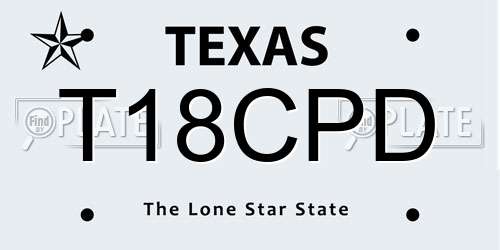 T18CPD Texas License Plate