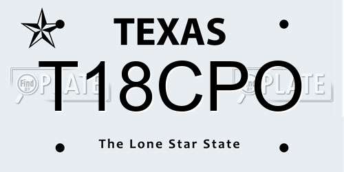 T18CPO Texas License Plate