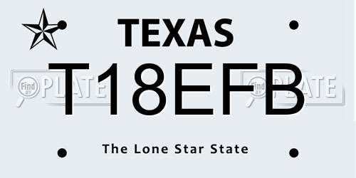 T18EFB Texas License Plate