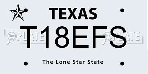 T18EFS Texas License Plate