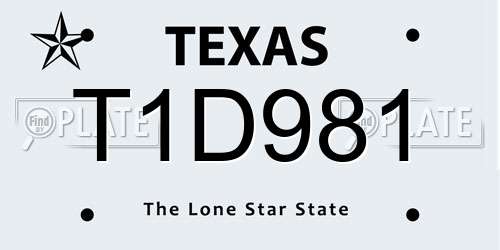 T1D981 Texas License Plate
