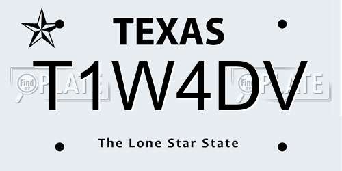 T1W4DV Texas License Plate