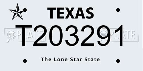 T203291 Texas License Plate
