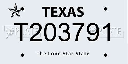 T203791 Texas License Plate