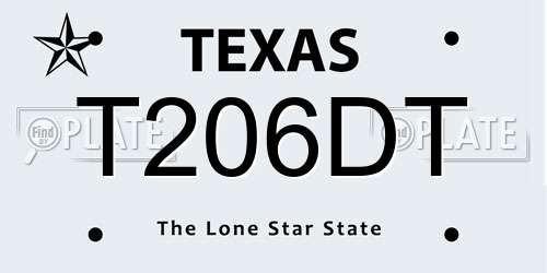 T206DT Texas License Plate
