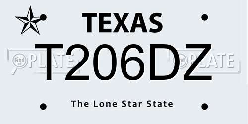 T206DZ Texas License Plate