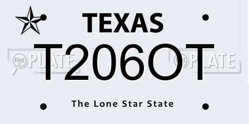 T206OT Texas License Plate