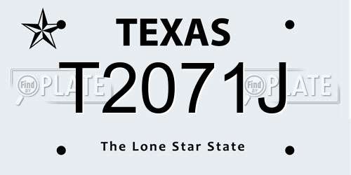 T2071J Texas License Plate