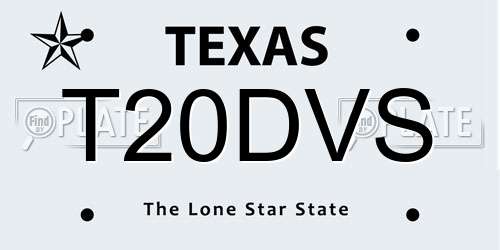 T20DVS Texas License Plate
