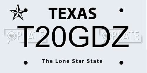 T20GDZ Texas License Plate