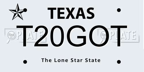 T20GOT Texas License Plate