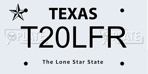 T20LFR Texas License Plate
