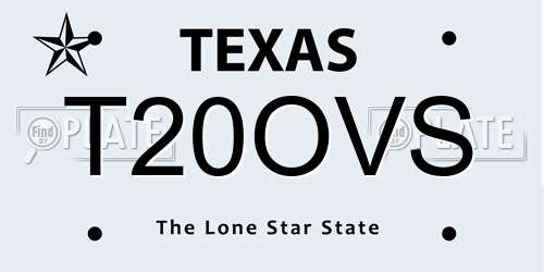 T20OVS Texas License Plate