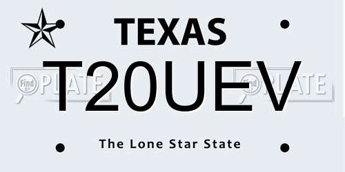 T20UEV Texas License Plate