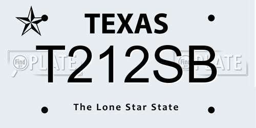 T212SB Texas License Plate