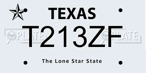 T213ZF Texas License Plate
